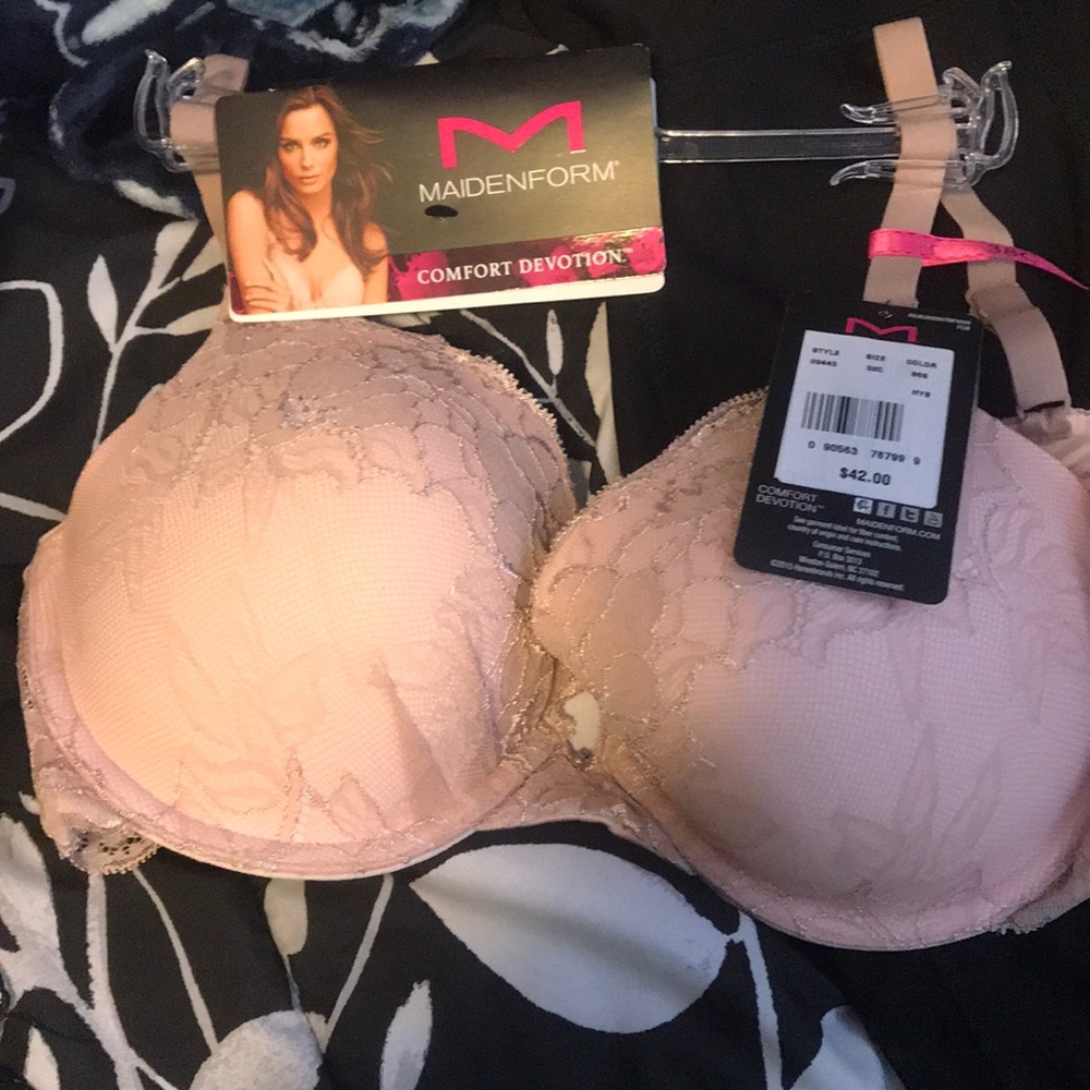 Pink lace bra